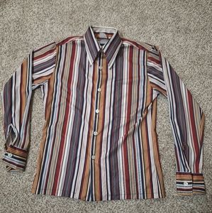 Vtg 70s striped Don Loper California Duke of Hollywood button-down knife collar